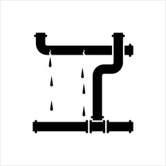 Broken Pipe Icon, Leakage In Pipe