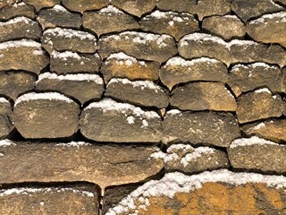 snow decorate block stone