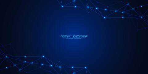 Abstract technology background with connecting dots and lines. Global network connection, digital technology and communication concept.