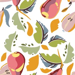stylized pattern of pear with leaves. illustration