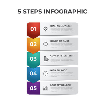 5 points of steps, list diagram layout with number, infographic element template vector