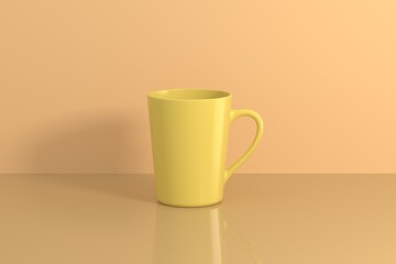 3D rendering mug cup and tableware