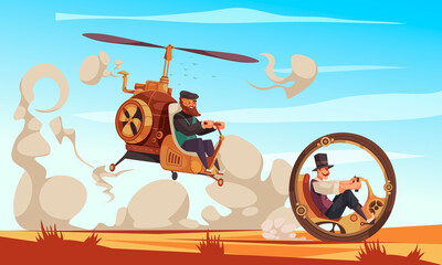 Steampunk Cartoon Illustration © Macrovector