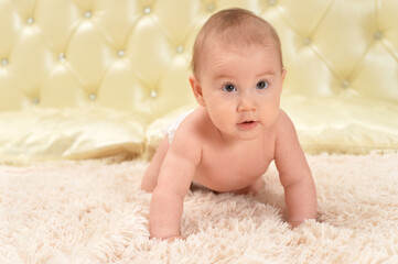 cute little baby girl  on bed