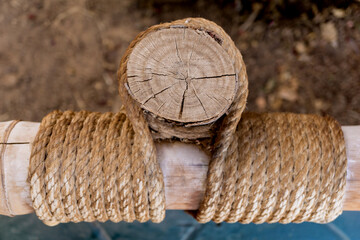 Bamboo poles tied by a thick rope