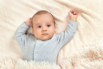 cute little baby boy  on bed