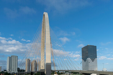 Fototapeta na wymiar new cable-stayed bridge in São José dos Campos, known as the Innovation Arch. side view