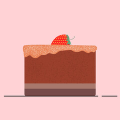 Vector image of the dessert. Strawberry shortcake.
