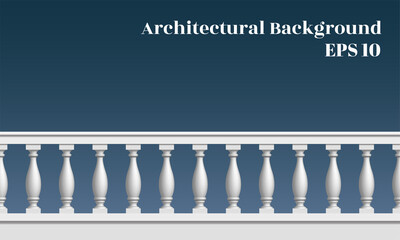 Architectural background with balustrade. The railing of the balcony or veranda. Architectural part of the order.
