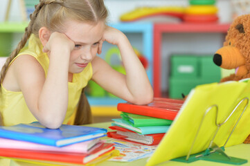 schoolgirl doing homework