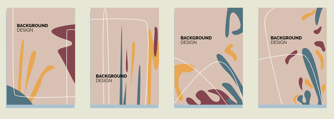 Social media stories and post creative Vector set. Background template with copy space for text and images design by abstract colored shapes, line arts , Tropical leaves warm color of the earth tone