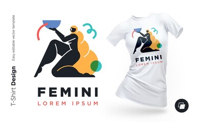 Beautiful modern woman geometric silhouette illustration with with abstract shapes. Print for clothes, posters or souvenirs