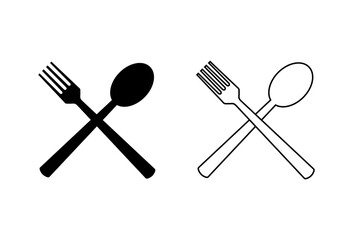 spoon and fork icon set. spoon, fork and knife icon vector. restaurant icon