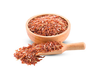 Brown rice isolated on rice color background