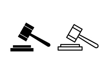 Gavel icon set. judge gavel icon vector. law icon vector. auction hammer