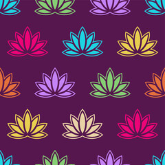 Lotus seamless pattern. Floral background. Oriental ornament. Vector colorful background.