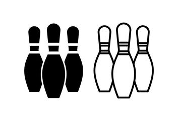 Bowling icon set. bowling ball and pin icon. bowling pins