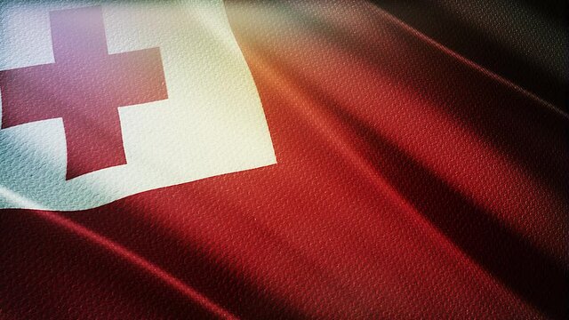 tonga flag is waving 3D animation. tonga flag waving in the wind. National flag of tonga. flag seamless loop animation. 4K