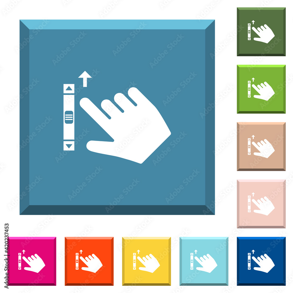 Poster right handed scroll up gesture white icons on edged square buttons