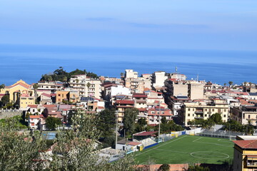 Panoramic view of Palmi, a town of South Italy, from the mount Elia