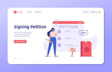Petition form. People signing and spreading petition or complaint. Concept of Online petition, making choice, balloting Paper, democracy. Vector illustration for Web Design and Background