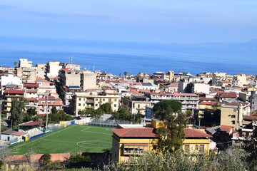 Panoramic view of Palmi, a town of South Italy, from the mount Elia