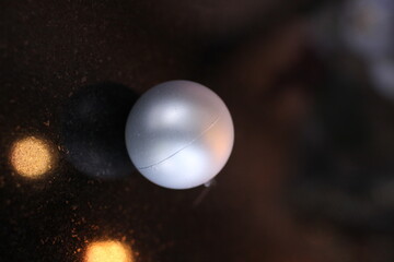 Close up image of a silver ball christmas