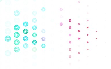 Light Green, Red vector background with bubbles.