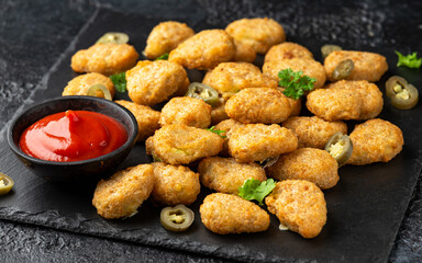 Crispy Jalapeno Popper with creamy cheese battered party food bites