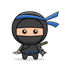 Kawaii illustration ninja vector graphics © Lissetia
