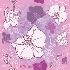 Pink pattern with orchid flowers