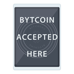 Cryptocurrency payments - notice board - Bitcoin accepted here - isolated - vector. Business logo.