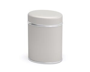 Blank tall tin box food bulk products container for packaging design mock up. 3d render