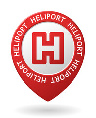 vector red map pointer of heliport