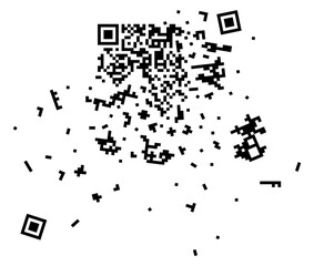 vector broken qr code on white background