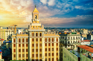 Aerial view of Havana city skyline, Cuba