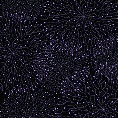 Abstract vector background of fractals. Vector openwork, weaving, mandala. Thin glowing rays. For website design, banners, posters.