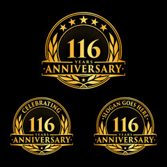 116 years anniversary collection logotype. Vector and illustration.
