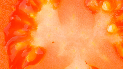 Macro of Tomato slice, Close up.