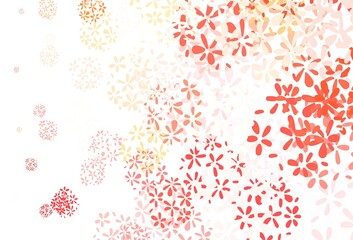 Light Red, Yellow vector abstract pattern with leaves.