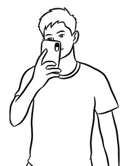 black and white cartoon of man on white background for painting