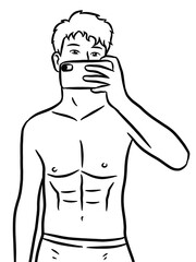 black and white cartoon of man on white background for painting