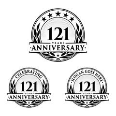 121 years anniversary collection logotype. Vector and illustration.
