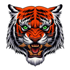 Tiger head in Japanese style illustration