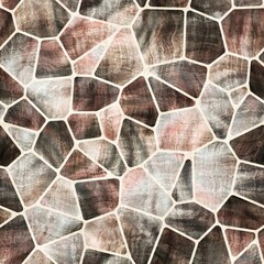 Seamless geo tile shape collage surface pattern. High quality illustration. Random chunks of color chaotically jumbled together inside voronoi jigsaw puzzle shapes. Ornate and detailed texture.