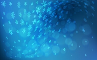 Dark BLUE vector cover with beautiful snowflakes.