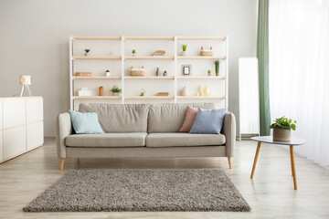 Modern minimalist apartment interior in Scandinavian style, ad and mockup