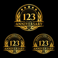 123 years anniversary collection logotype. Vector and illustration.
