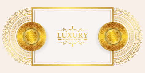 Luxury white and gold mandala background