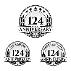 124 years anniversary collection logotype. Vector and illustration.

